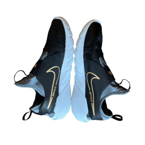 Nike Slip On Flex Runner Black/Gold Size 7 - Picture 2 of 5